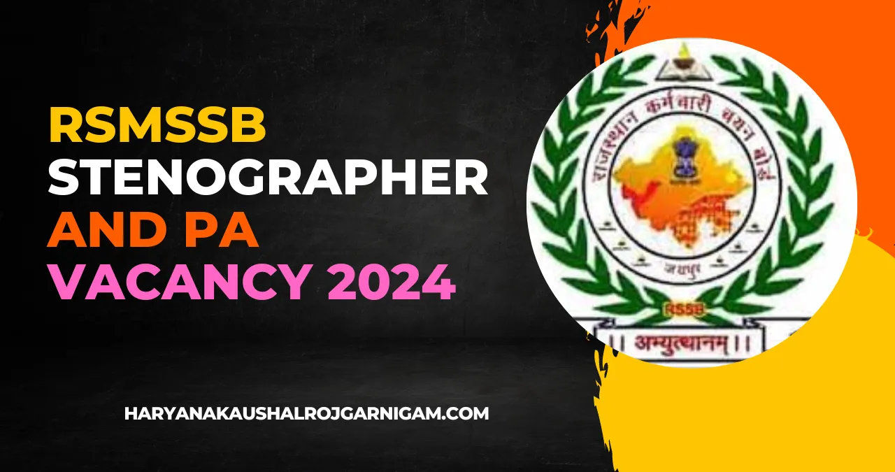 RSMSSB Stenographer and PA Vacancy 2024
